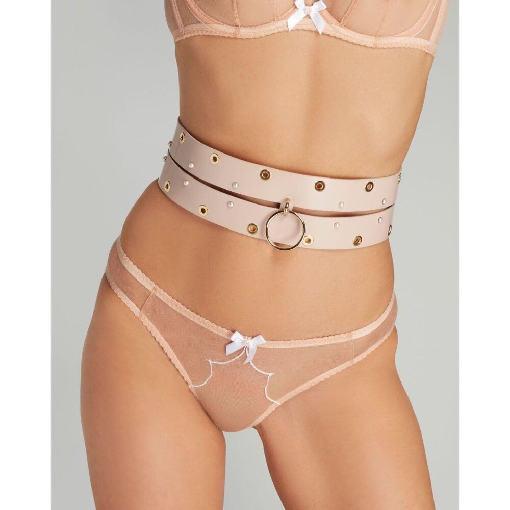 Agent Provocateur Roxana Baby Pink Leather Belt M/L NWT $625